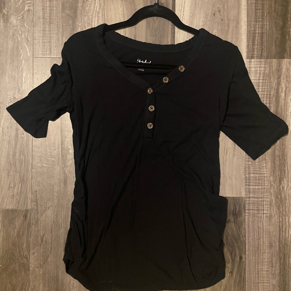 V-neck, elbow sleeve, Isabel maternity shirt
